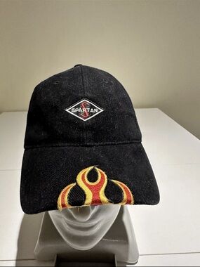Black Spartan Flame Embroidered Baseball Cap